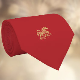 Happy Chinese New Year of Horse Elegant Gold Red  Krawatte