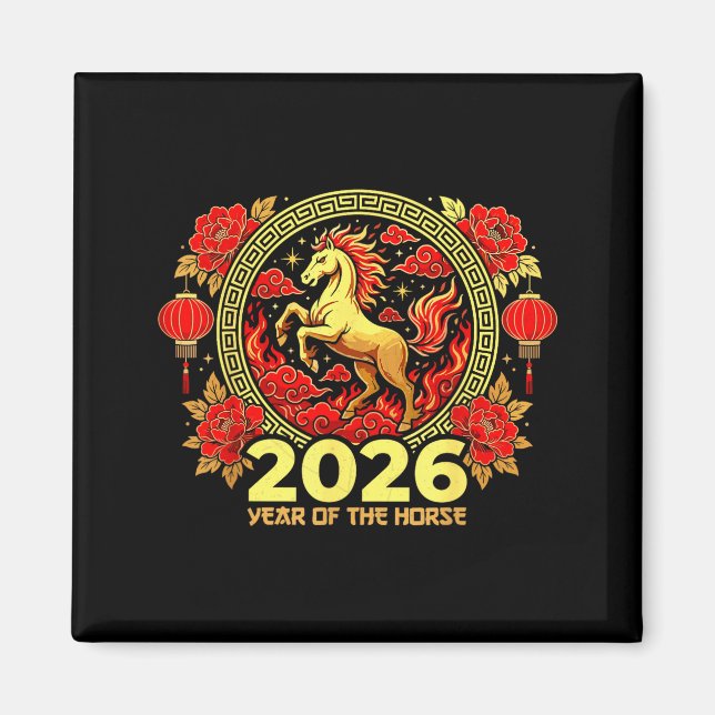 Happy Chinese New Year Of The Fire Horse Chinese Z Magnet (Vorne)