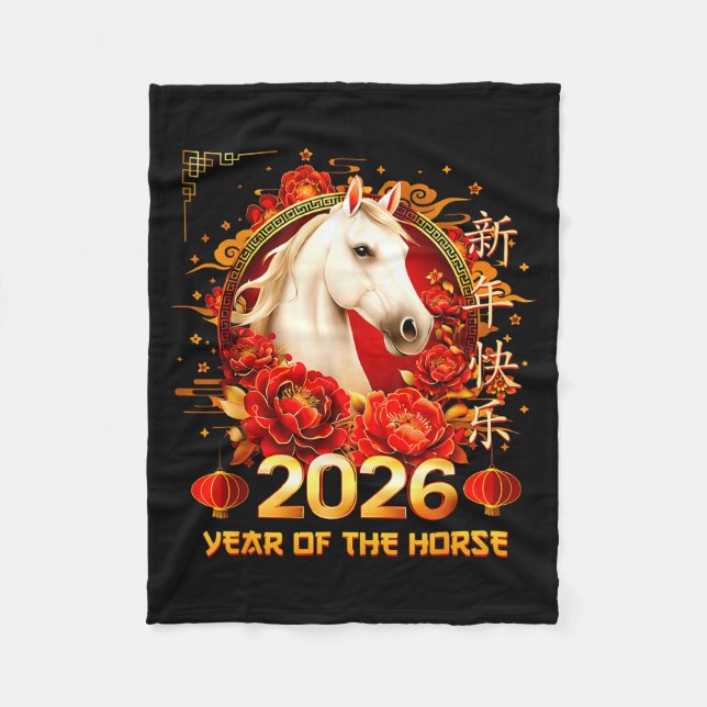 Happy Chinese New Year Of The Horse 2026 Lunar New Fleecedecke (Vorderseite)