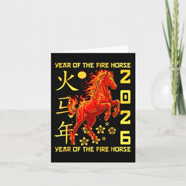 Happy Chinese New Year Of The Horse 2026 Lunar New Karte (Vorderseite)