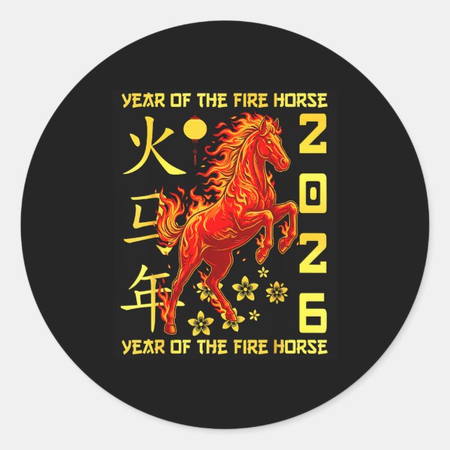 Happy Chinese New Year Of The Horse 2026 Lunar New Runder Aufkleber (Vorderseite)