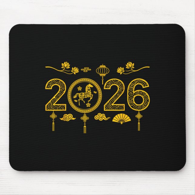 Happy Chinese New Year Of The Horse 2026 Lunar Out Mousepad (Vorne)