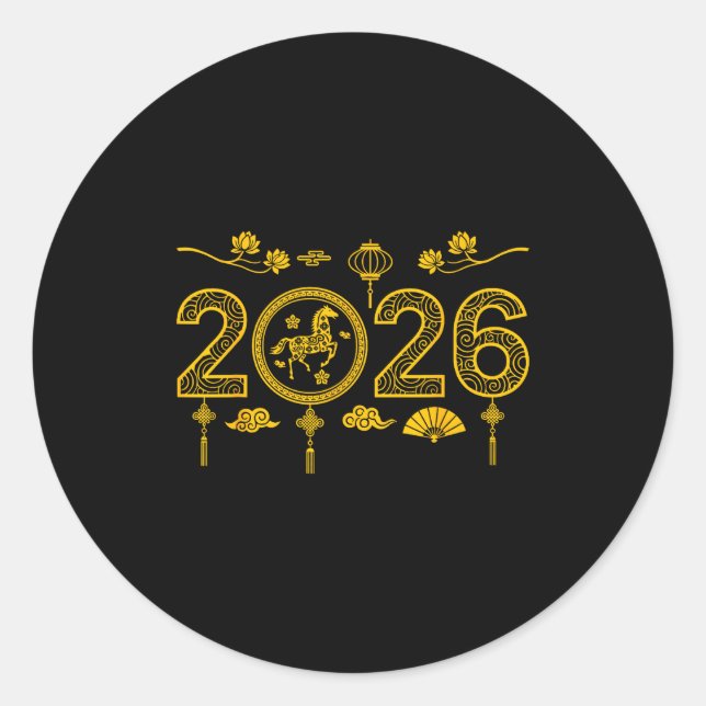 Happy Chinese New Year Of The Horse 2026 Lunar Out Runder Aufkleber (Vorderseite)
