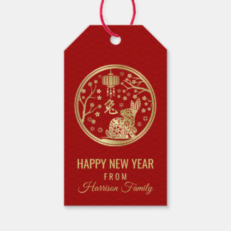 Happy Chinese New Year of the Rabbit Gift Tags Geschenkanhänger