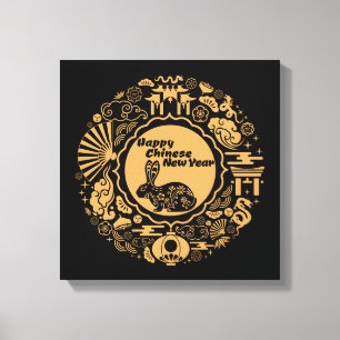 Happy Chinese New Year of the Rabbit Leinwanddruck