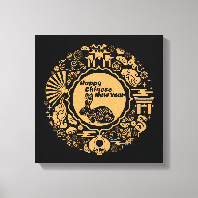 Happy Chinese New Year of the Rabbit Leinwanddruck (Vorderseite)