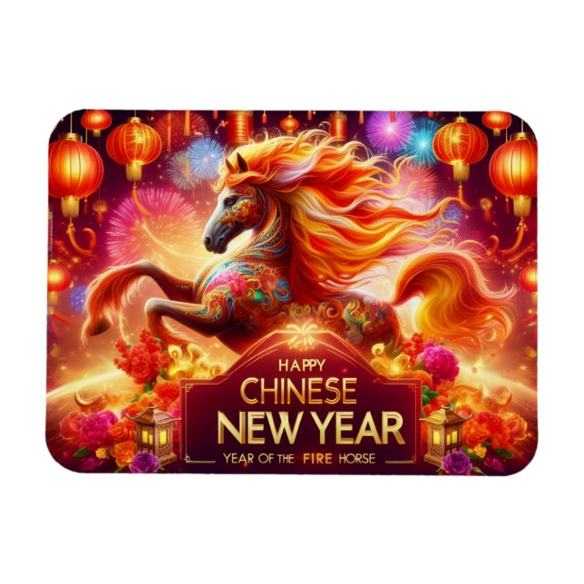 Happy Chinese New Year (Year of the Fire Horse) Magnet (Horizontal)