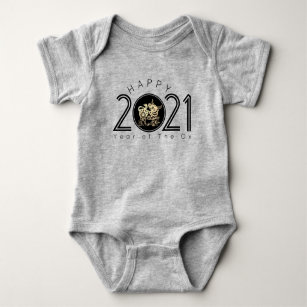Happy Chinese Ox New Year 2021 Baby Bodysuit Baby Strampler