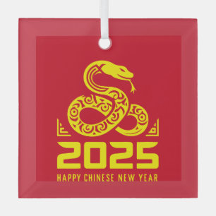 Happy Chinesisch Neujahr der Schlange 2025 Red Gol Ornament Aus Glas