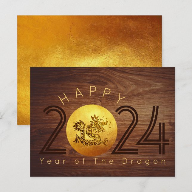 Happy Chinesisch Neujahr Wood Dragon 2024 PostC Postkarte (Vorne/Hinten)