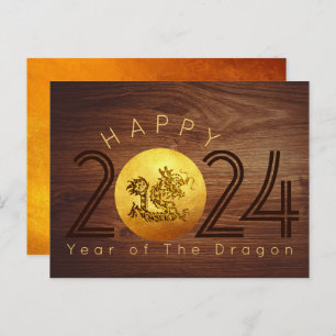 Happy Chinesisch Neujahr Wood Dragon 2024 PostC Postkarte