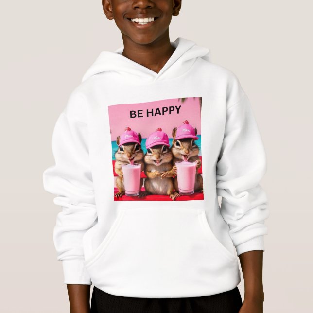 Happy Chipmunks Erdbeermilch Hoodie (Vorderseite)