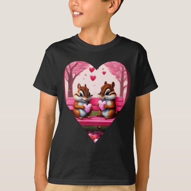 Happy Chipmunks Süßwarenherzen T-Shirt (Vorderseite)