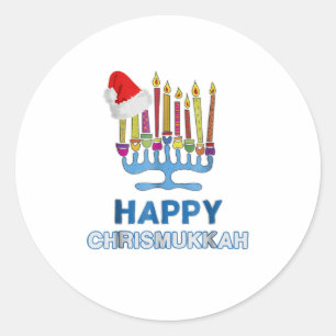 Happy Chris Mukkah Shirt Hanukkah T-Shirt Chanuka Runder Aufkleber