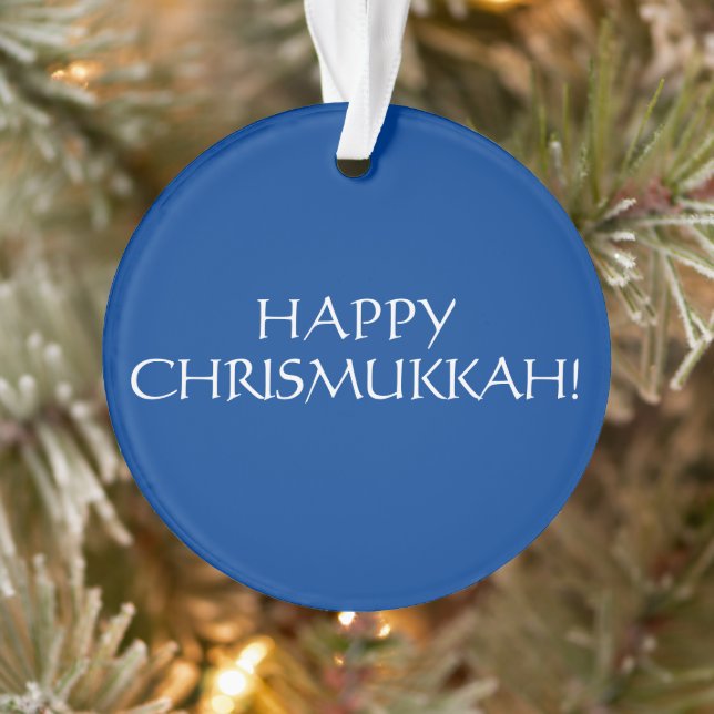 Happy Chrismukkah blauer jüdischer Feiertag Weihna Ornament (Baum)
