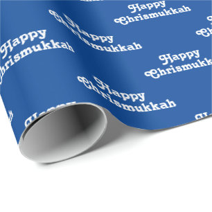Happy Chrismukkah blauer weißer jüdischer Urlaub n Geschenkpapier