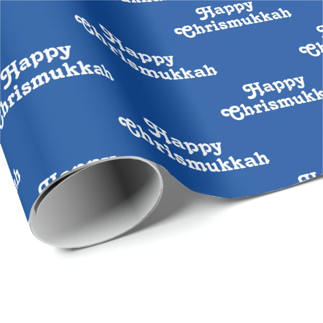 Happy Chrismukkah blauer weißer jüdischer Urlaub n Geschenkpapier (Rolleneckpunkt)