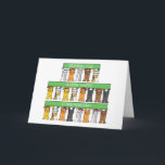 Happy Chrismukkah Cats Tragen von Weihnachtsmannmü Feiertagskarte<br><div class="desc">Drei Reihen Cartoon Katzen halten lange,  schlanke grüne Banner,  die sagen: "Wünschen Sie einen glücklichen Chrismukka".</div>