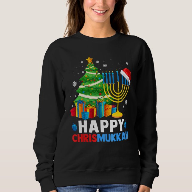 Happy Chrismukkah Christmas Tree Menorah Chanukah  Sweatshirt (Vorderseite)