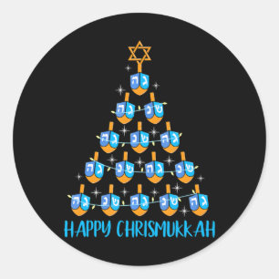 Happy Chrismukkah Dreidel Christbaum Hanukkah Runder Aufkleber