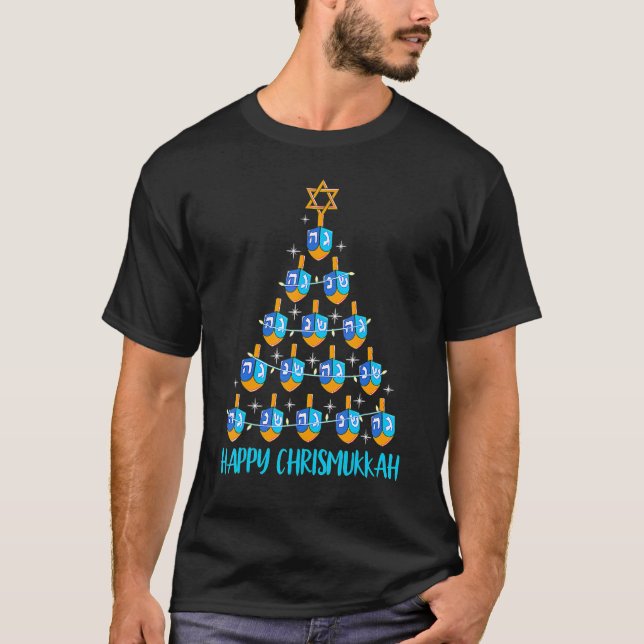 Happy Chrismukkah Dreidel Christmas Tree Hanukkah T-Shirt (Vorderseite)
