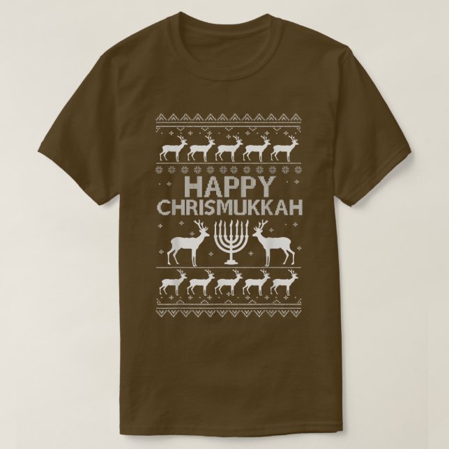Happy Chrismukkah Funny Christmas und Hanukkah T-Shirt (Design vorne)