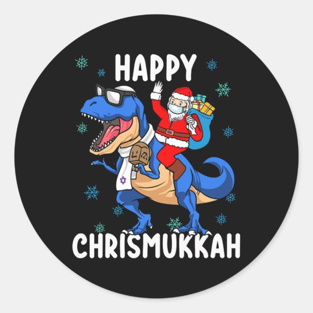 Happy Chrismukkah Funny Hanukkah Christmas Jewi Sh Runder Aufkleber (Vorderseite)