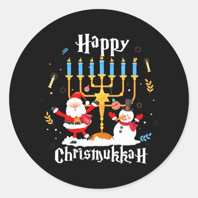 Happy Chrismukkah Funny Hanukkah Weihnachtsjuwis Runder Aufkleber (Vorderseite)