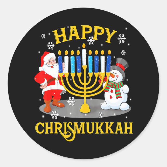 Happy Chrismukkah Funny Hanukkah Weihnachtsjuwis Runder Aufkleber (Vorderseite)