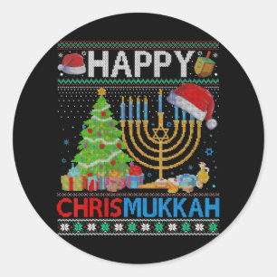 Happy Chrismukkah Funny Jewish Christmas Hanukkah Runder Aufkleber