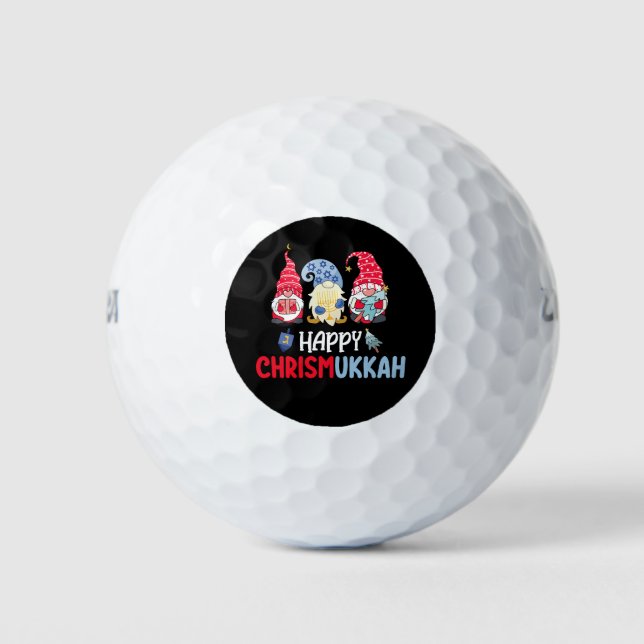Happy Chrismukkah Gnomes Hanukkah Frohe Weihnachte Golfball (Vorderseite)