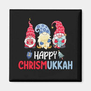 Happy Chrismukkah Gnomes Hanukkah Frohe Weihnachte Magnet