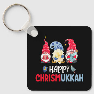 Happy Chrismukkah Gnomes Hanukkah Frohe Weihnachte Schlüsselanhänger