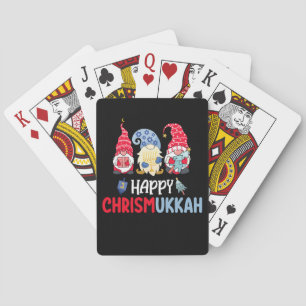 Happy Chrismukkah Gnomes Hanukkah Frohe Weihnachte Spielkarten