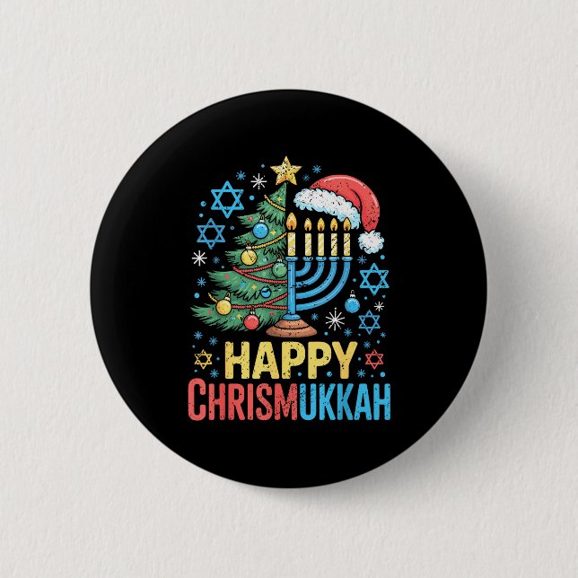 Happy Chrismukkah Holiday Christmas And Hanukkah S Button (Vorderseite)