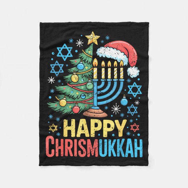 Happy Chrismukkah Holiday Christmas And Hanukkah S Fleecedecke (Vorderseite)