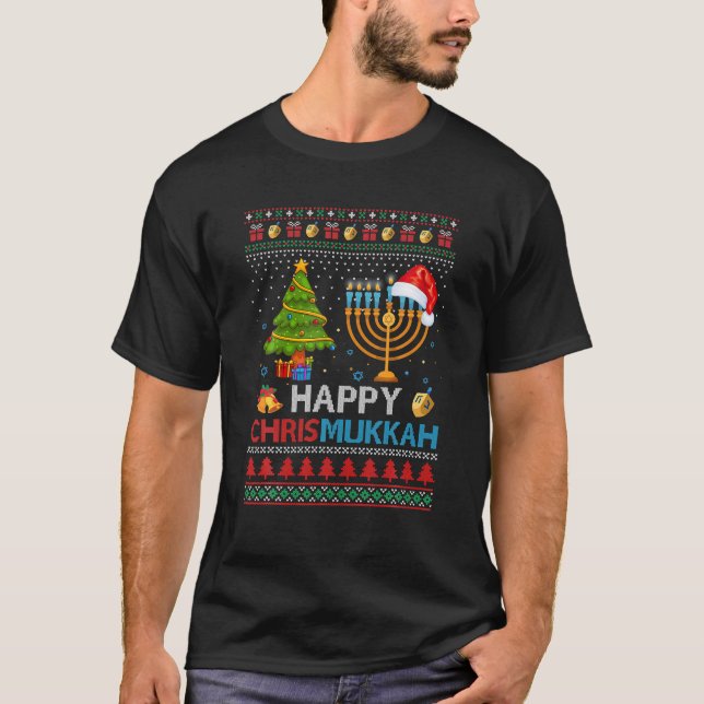 Happy Chrismukkah jüdisch Hanukkah Chanukah Ugly T-Shirt (Vorderseite)