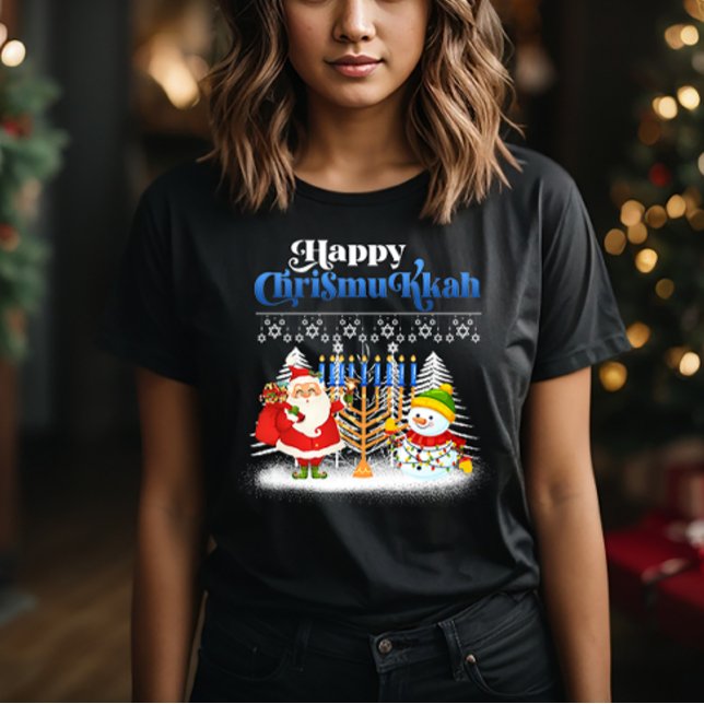 Happy Chrismukkah Jüdische Weihnachtszeit Hanukkah T-Shirt (Von Creator hochgeladen)