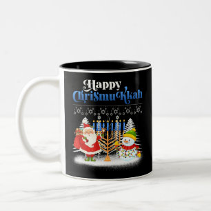 Happy Chrismukkah Jüdische Weihnachtszeit Hanukkah Zweifarbige Tasse