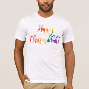 Happy Chrismukkah LGBT Rainbow Flag Typografie T-Shirt