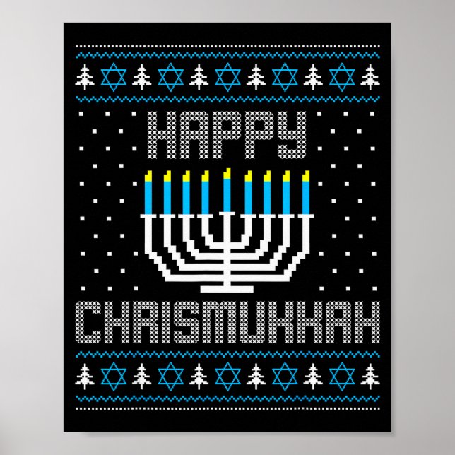 Happy Chrismukkah Menorah Ugly Sweater Christmas H Poster (Vorne)