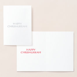 Happy Chrismukkah rot int Buchstaben - silber / go Folienkarte