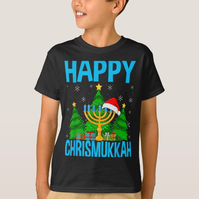Happy Chrismukkah Santa Hat Christmas Hanukkah Sle T-Shirt (Vorderseite)
