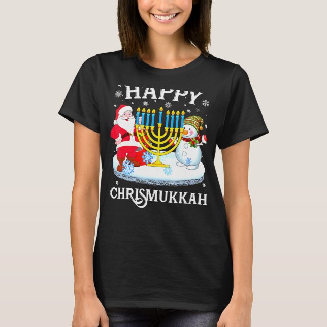 Happy Chrismukkah Xmas Hanukkah Weihnachten Jewis T-Shirt (Vorderseite)