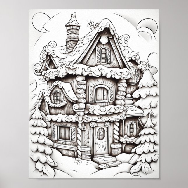 Happy Christmas Adult Coloring Poster (Vorne)