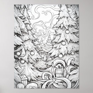 Happy Christmas Adult Coloring Poster