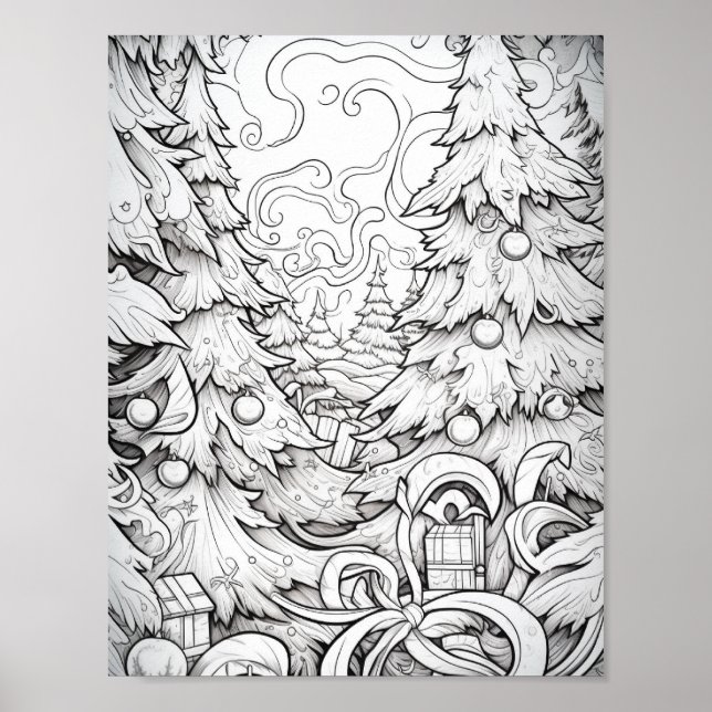 Happy Christmas Adult Coloring Poster (Vorne)