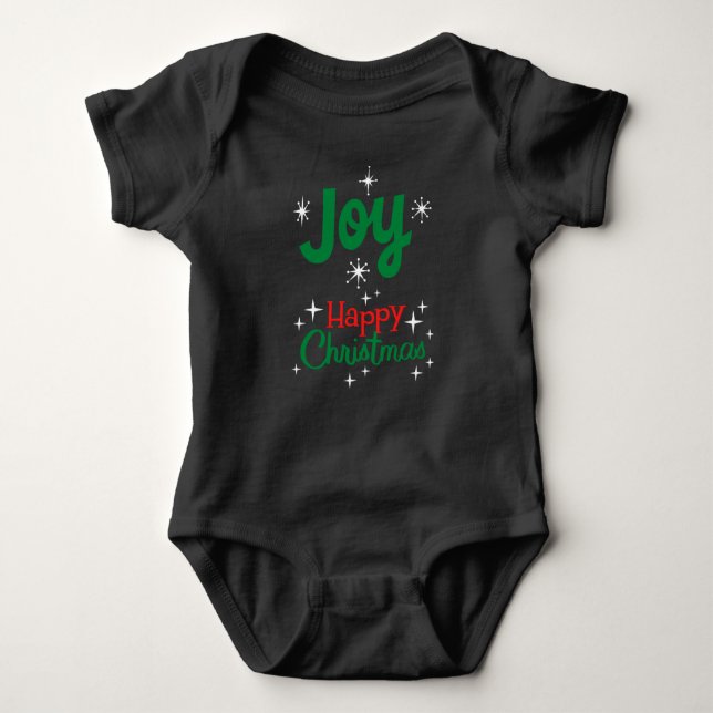 Happy Christmas Baby Black Bodysuit Strampler (Vorderseite)