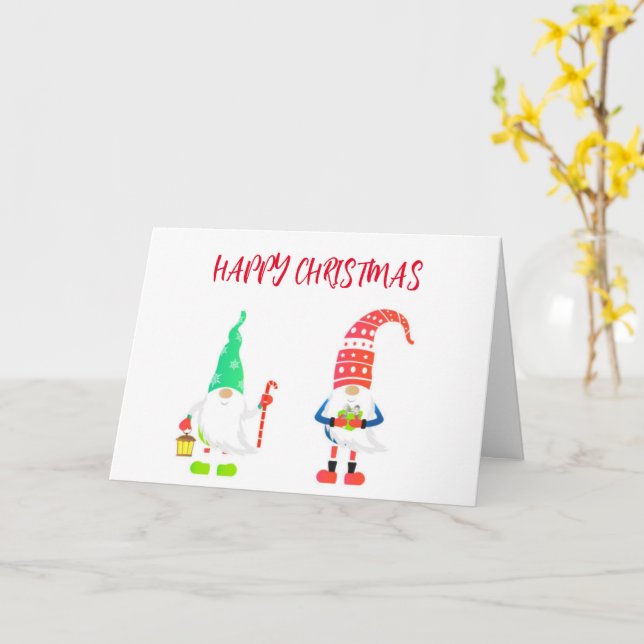 HAPPY CHRISTMAS/BEST NEW YEAR YET GNOMES CARD KARTE (Gelbe Blume)