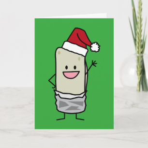Happy Christmas Burrito Waving Hello Weihnachtsman Feiertagskarte